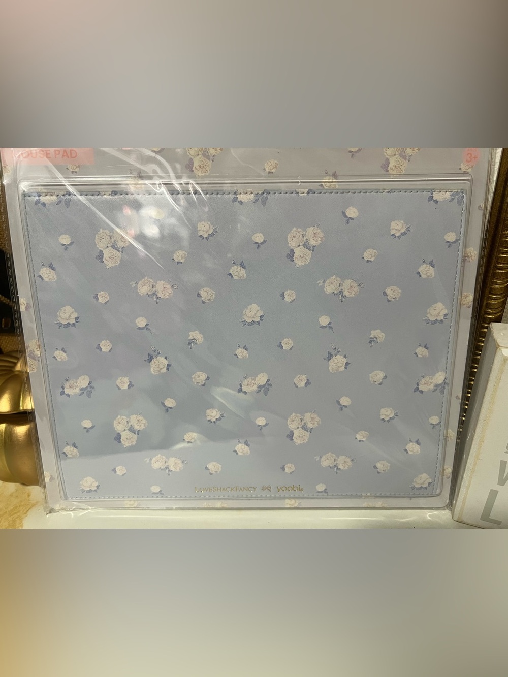 LoveShackFancy x Yoobi Pale Blue Floral mousepad